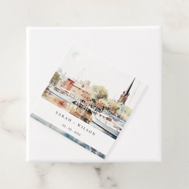 Étiquettes Cadeau Chic Mariage d'aquarelle Annapolis Maryland (En situation)
