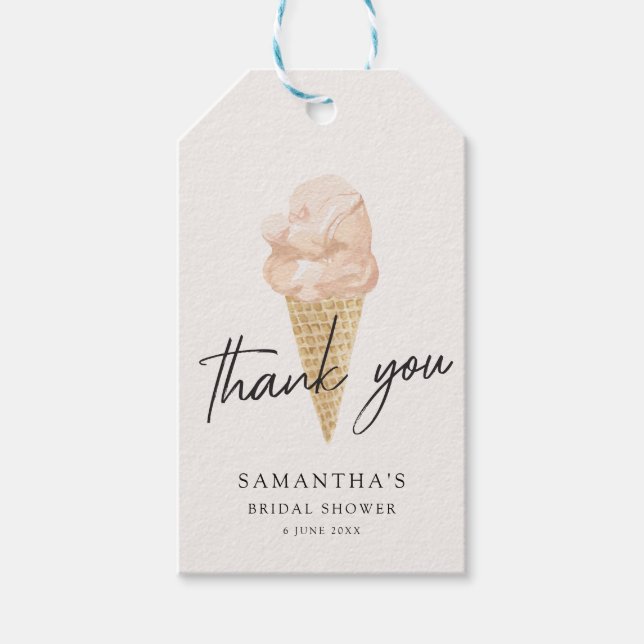 Étiquettes-cadeau Chic moderne aquarelle glace Fête des mariées crèm (Devant)