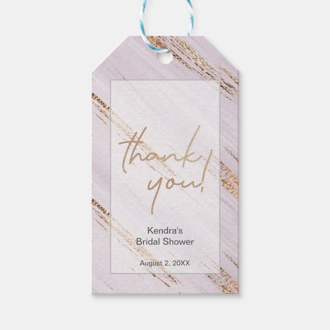 Étiquettes-cadeau Chic or doré Mariée à venir Nom Bridal shower Merc (Devant)