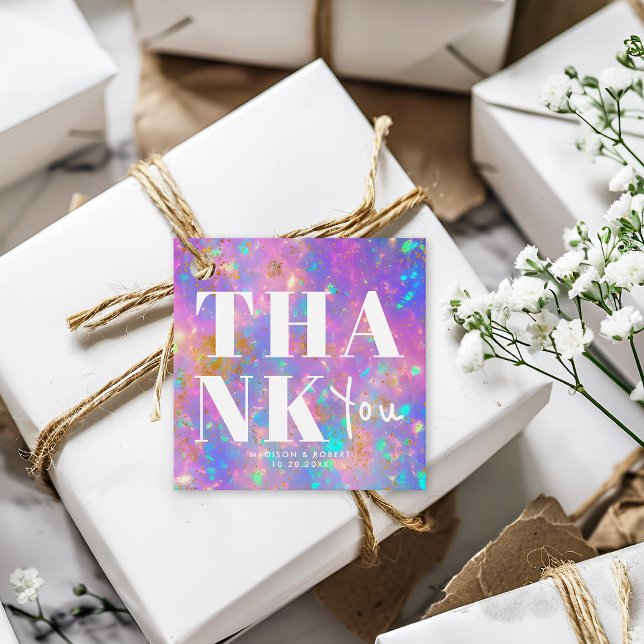 Étiquettes Cadeau Chic Or Opale Gras Merci Mariage Fête (Créateur téléchargé)