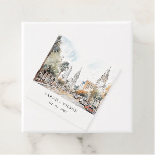 Étiquettes Cadeau Chic Orlando Floride Skyline Mariage d'aquarelle