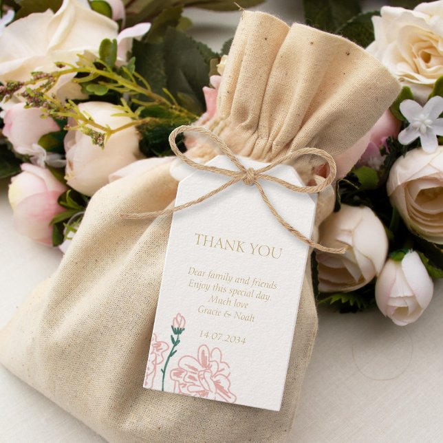 Étiquettes-cadeau Chic Pastel Rose Merci Mariage (Créateur téléchargé)