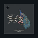 Étiquettes Cadeau Chic Presque Noir Merci de Peacock Floral<br><div class="desc">Ces étiquettes Chic Presque Noir Merci de Peacock floral privilégient disposent d'un paon bleu et turquoise dessiné à la main et perché sur les branches de Magnolia en pleine floraison dans l'encre noire et le titre "Merci" dans l'élégant script, le tout contre un élégant et moderne arrière - plan presque...</div>
