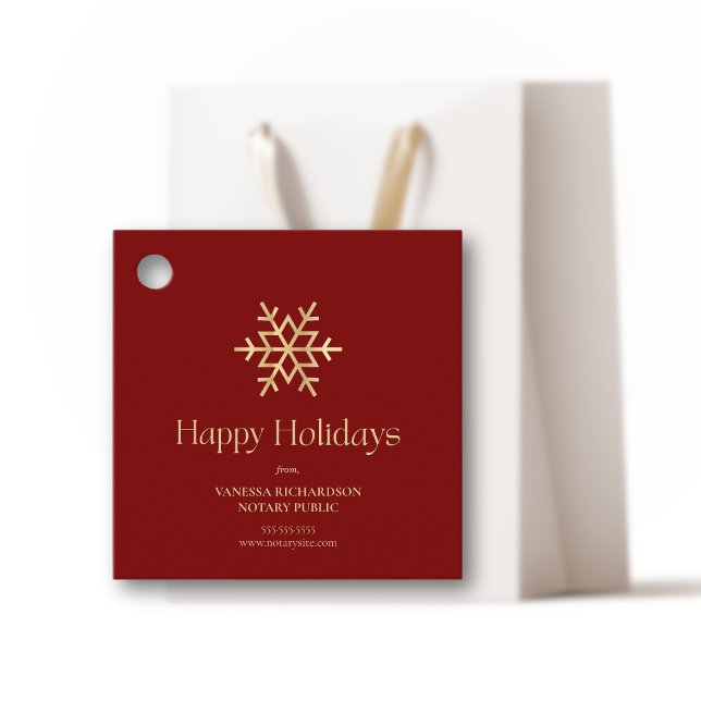 Étiquettes Cadeau Chic Red Gold Moderne Fête Notaire (Créateur téléchargé)