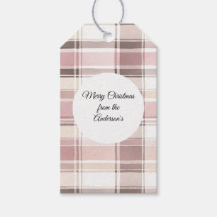 Étiquettes-cadeau Chic Rose Crème Blanche Plaid Stripes Noël