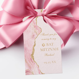 Étiquettes-cadeau Chic Rose Gold Agate Bat mitzvah Party Personnalis
