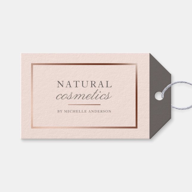 Étiquettes-cadeau Chic Rose Gold Foil & Blush Pink Cosmetics Naturel (Devant (Horizontal))