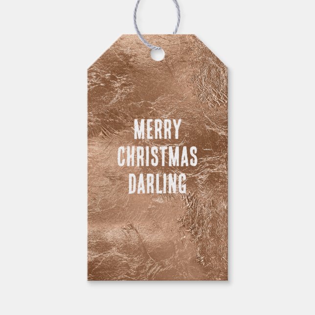 Étiquettes-cadeau Chic Rose Gold Glam Glitzy Parties scintillant (Devant)