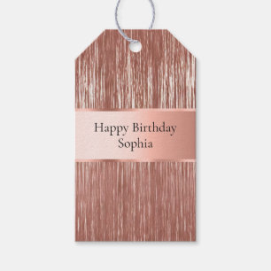 Étiquettes-cadeau Chic Rose Gold Glam Tinsel Stripes