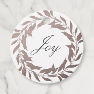 Étiquettes Cadeau Chic Script Joie Purple Foil Wreath Christmas Clas