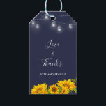 Étiquettes-cadeau Chic Script Love & Merci Sunflower Rustic Mariage<br><div class="desc">Étiquette de cadeau de Mariage rustique Sunflower Love & Thanks Chic Script.</div>