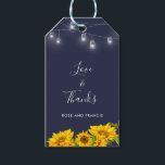 Étiquettes-cadeau Chic Script Love & Merci Sunflower Rustic Mariage<br><div class="desc">Étiquette de cadeau de Mariage rustique Sunflower Love & Thanks Chic Script.</div>