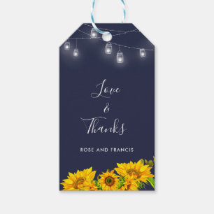 Étiquettes-cadeau Chic Script Love & Merci Sunflower Rustic Mariage