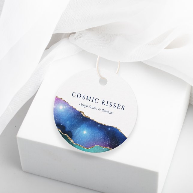 Étiquettes Cadeau Chic Starry Galaxy Nom commercial QR Social Hang (Créateur téléchargé)