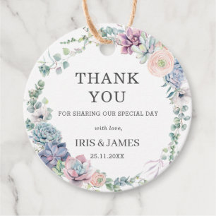 Étiquettes Cadeau Chic Succulents Floral Verdure Mariage Merci