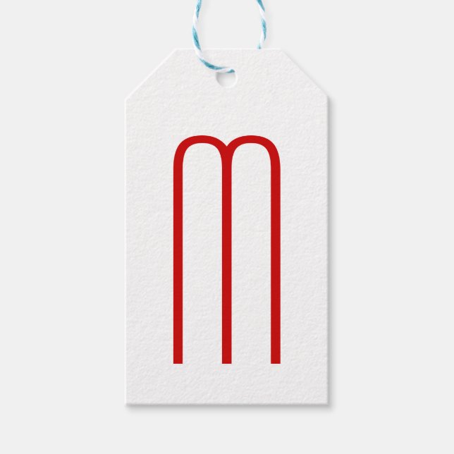 Étiquettes-cadeau Chic Unique Monogramme Rouge Blanc Plaine Simple (Devant)