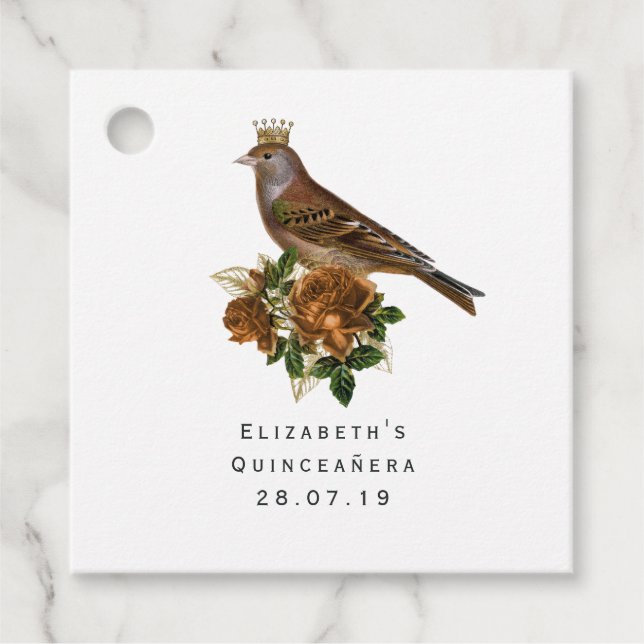 Étiquettes Cadeau Chic Vintage or et cuivre (Devant)