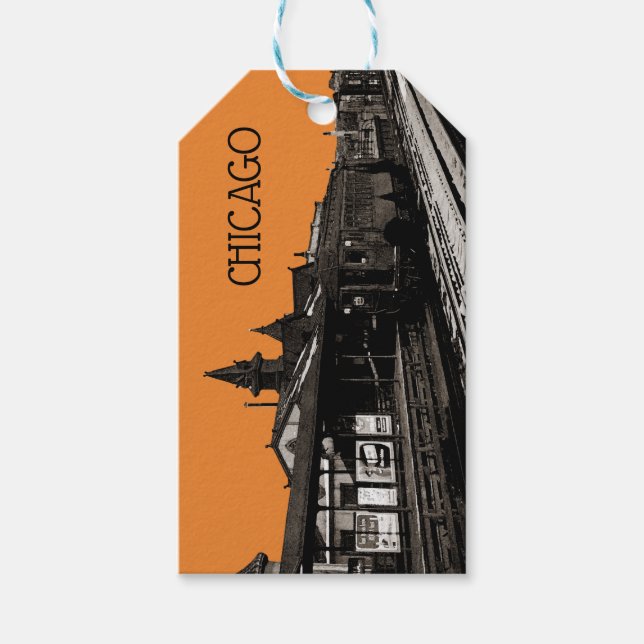 Étiquettes-cadeau Chicago L 1950 Watercolor Sepia Photograph (Devant)