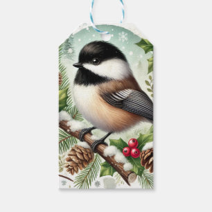 Étiquettes-cadeau Chickadee Holiday