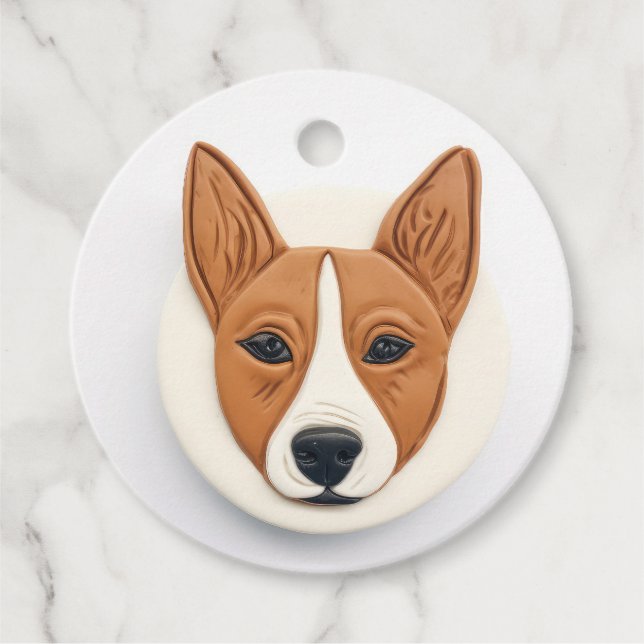 Étiquettes Cadeau Chien Basenji Inspiré 3D (Devant)