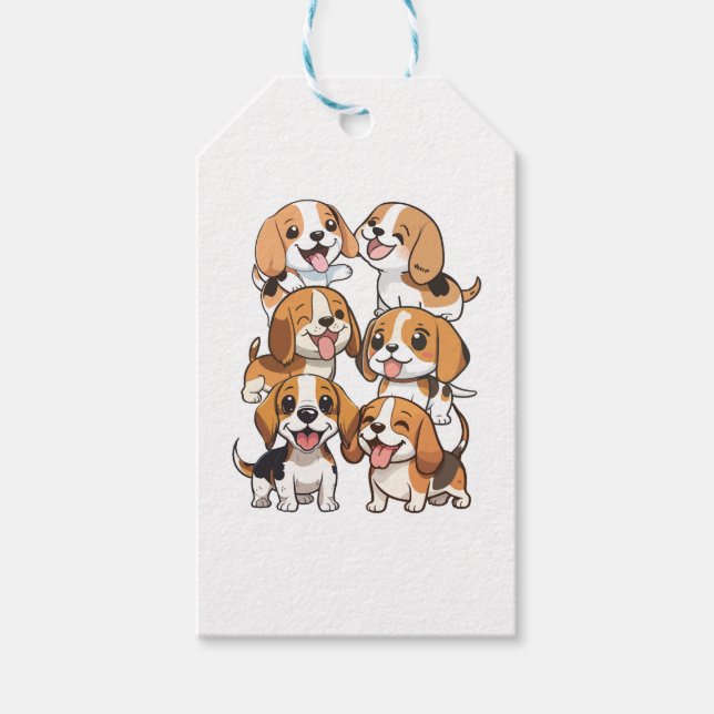Étiquettes-cadeau chien beagle joyeux (Devant)