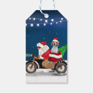 Étiquettes-cadeau Chien beagle Noël Père Noël