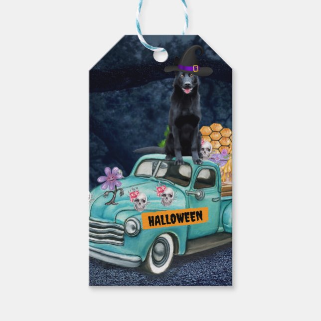 Étiquettes-cadeau Chien berger allemand Halloween Camion Effrayant n (Devant)