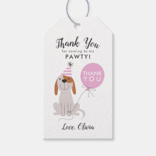 Étiquettes-cadeau Chien chiot Anniversaire Fête rose Faveur