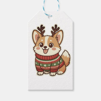 Étiquettes-cadeau Chien Corgi Mignon en Pull de Noël Laid Emballage 