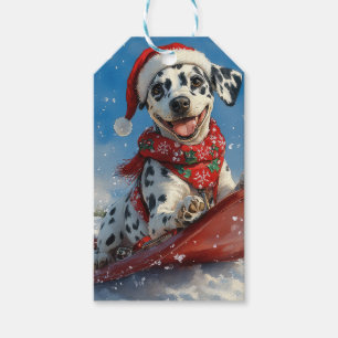 Étiquettes-cadeau Chien dalmate dans la corniche laissez-le neiger N