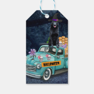 Étiquettes-cadeau Chien de berger allemand Halloween Truck Nuit effr