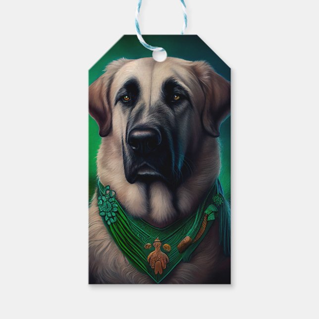 Étiquettes-cadeau Chien de berger anatolien en Robe de Fête de Saint (Devant)