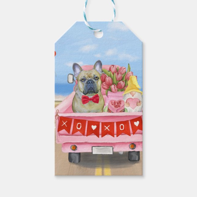 Étiquettes-cadeau Chien de la Saint-Valentin (Devant)