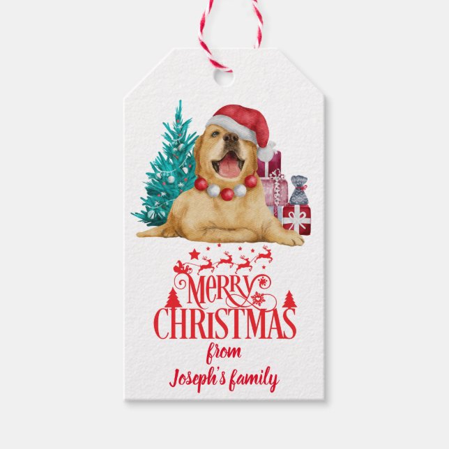 Étiquettes-cadeau Chien de Noël mignon (Devant)