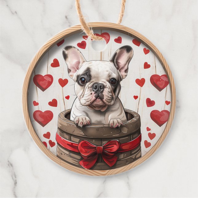 Étiquettes Cadeau Chien de taureau français Valentines (Devant)