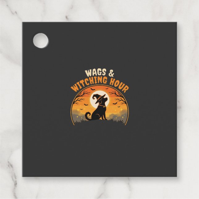 Étiquettes Cadeau Chien Halloween Clair de lune (Devant)