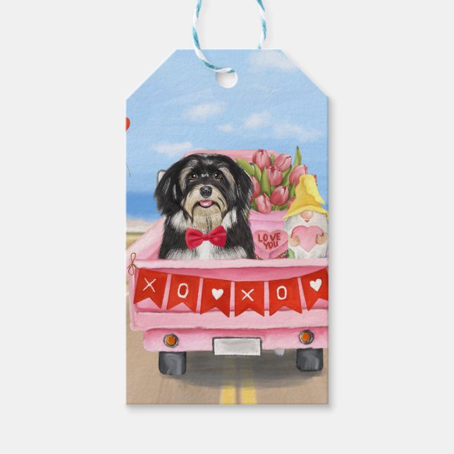 Étiquettes-cadeau Chien Havanais Saint Valentin Camion
