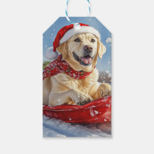 Étiquettes-cadeau Chien Labrador dans un traîneau Laissez tomber la