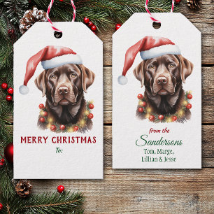 Étiquettes-cadeau Chien Labrador Retriever au Chocolat Chapeau de Pè