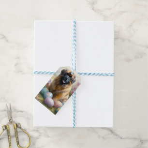 Étiquettes-cadeau Chien Mastiff Tibétain avec Vacances de œufs de Pâ
