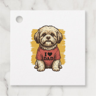 Étiquettes Cadeau Chien Mignon J'Aime Papa Gravure Vintage Vector De