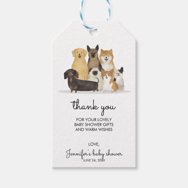 Étiquettes-cadeau Chien Mignon Merci (Devant)