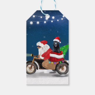Étiquettes-cadeau Chien noir allemand berger Noël Père Noël