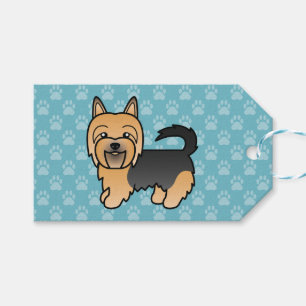 Étiquettes-cadeau Chien Terrier Australien Bleu Et Tan Sur Fond Bleu