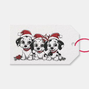 Étiquettes-cadeau Chiens dalmates de Noël