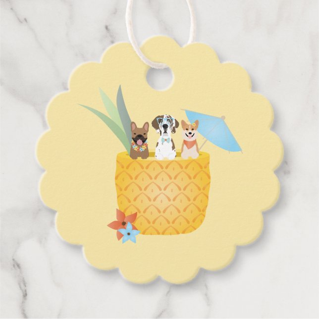 Étiquettes Cadeau Chiens d'ananas Pina Colada (Devant)