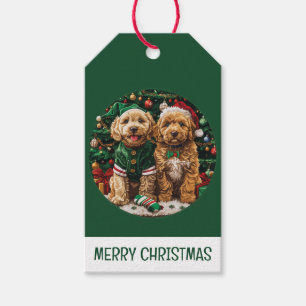 Étiquettes-cadeau Chiens de chiot de Noël Goldendoodle