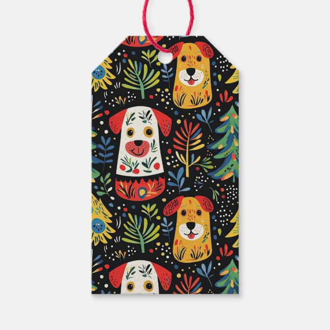 Étiquettes-cadeau Chiens de Noël mignons (Devant)