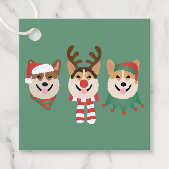 Étiquettes Cadeau Chiens de Noël Pembroke Welsh Corgi (Devant)
