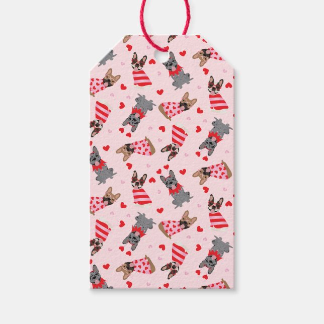Étiquettes-cadeau Chiens de Saint-Valentin (Devant)